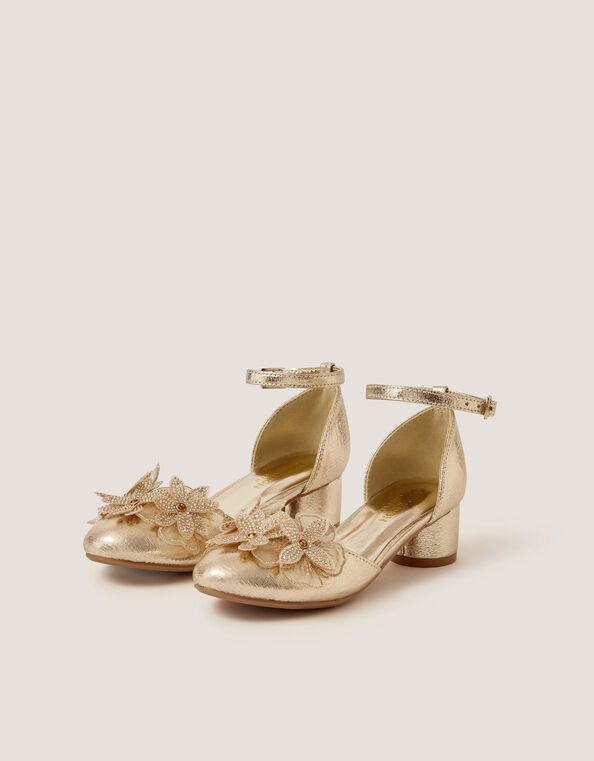 Diamant&eacute; Flower Block Heels, Gold (GOLD), large