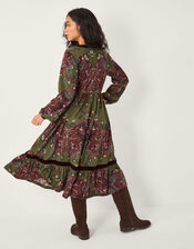 Jemma Paisley Print Jersey Midi Dress, Green (GREEN), large
