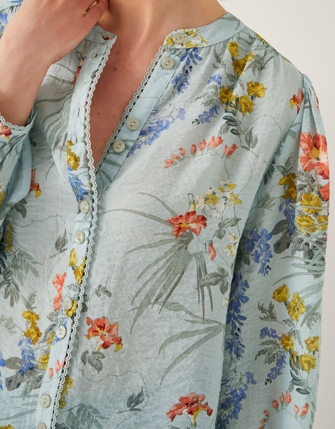 Jesse Floral Print Blouse, Blue (PALE BLUE), large