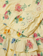 Sasha Broderie Floral Top & Skirt Set, Yellow (YELLOW), large