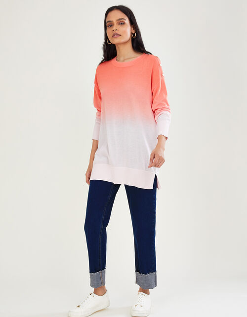 Dip Dye Jumper with Sustainable Viscose, Orange (CORAL), large