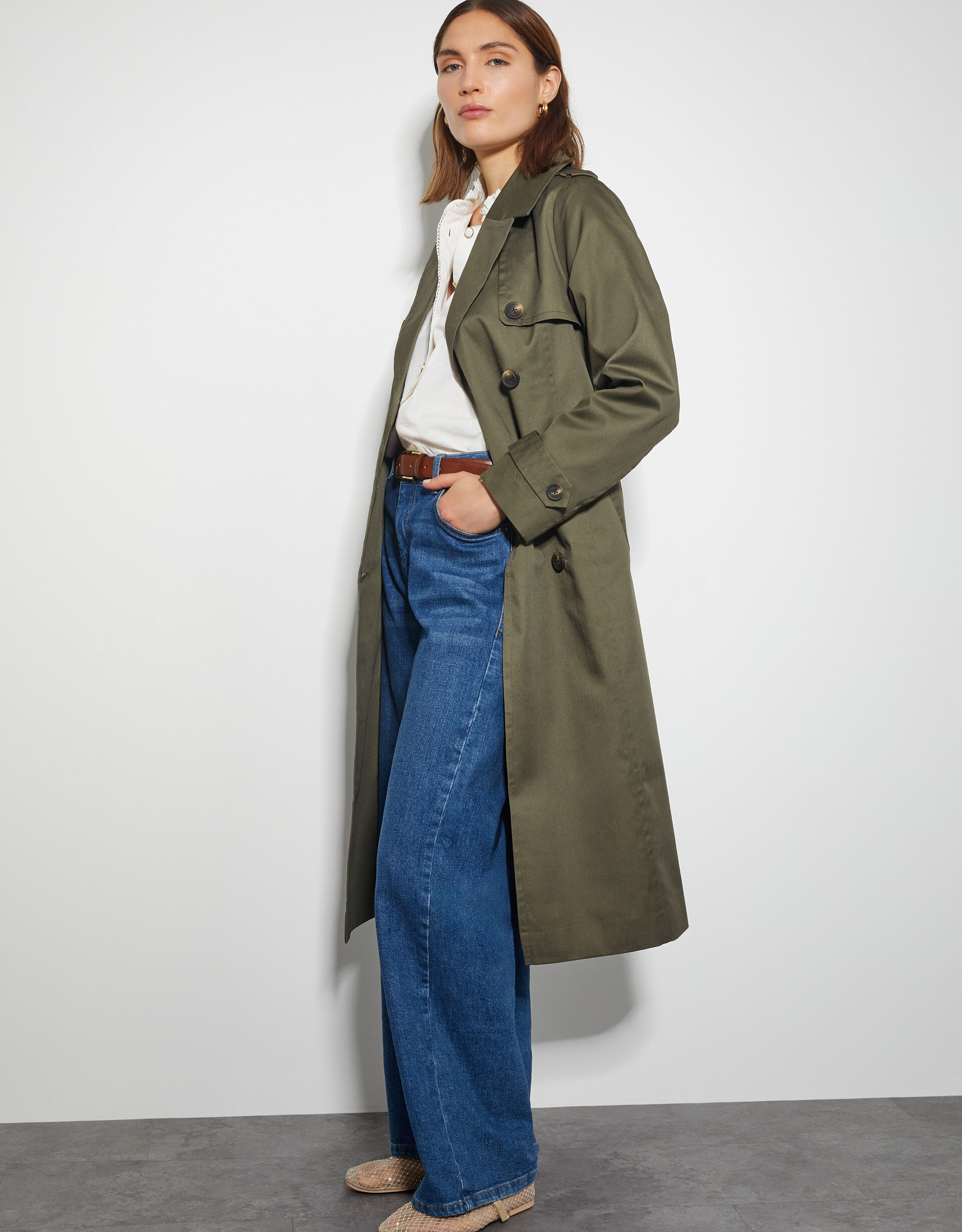 Matilda Midi Trench Coat Green
