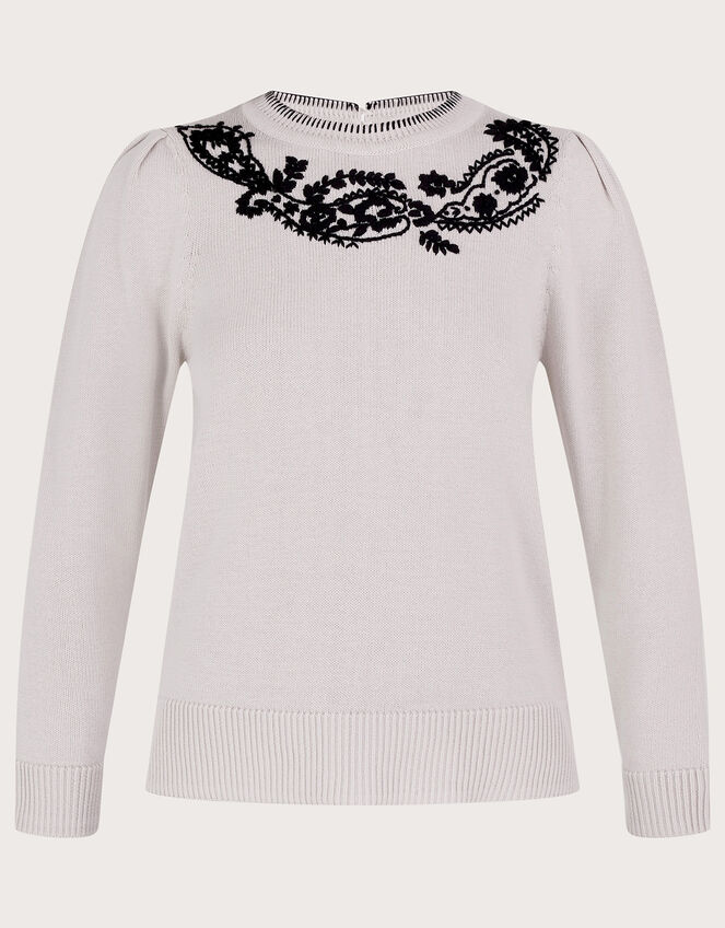Paisley Embroidered Jumper Ivory