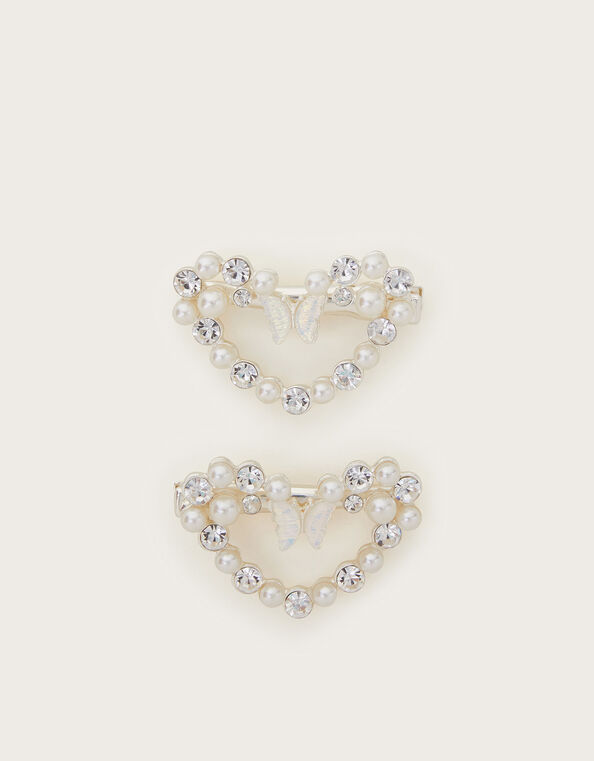 2-Pack Butterfly Heart Hair Clips, , large