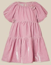 Baby Leila Corsage Velvet Party Dress, Pink (PINK), large