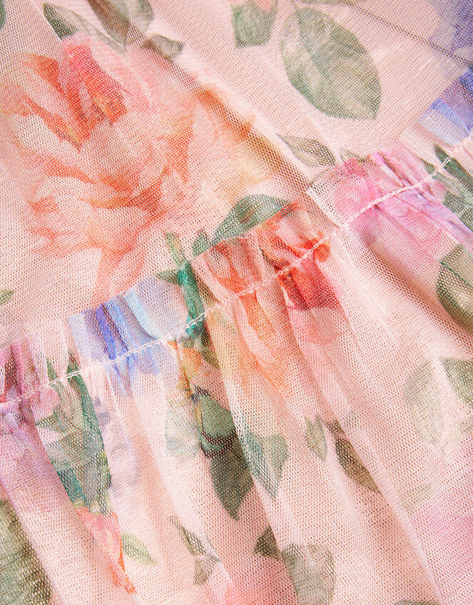 Vintage Floral Shimmer Mesh Dress, Pink (PALE PINK), large