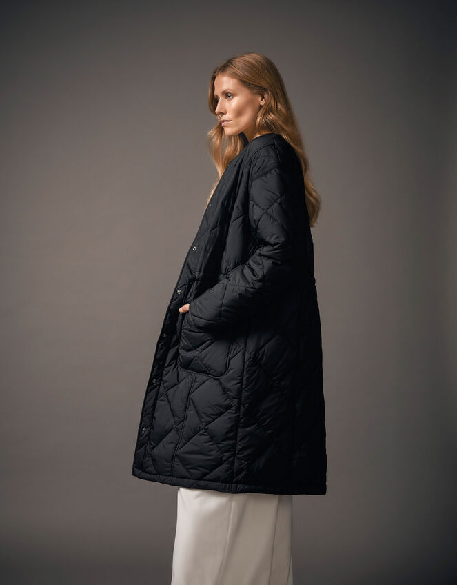 Zaira Quilted Puffer Coat, Black (BLACK), large
