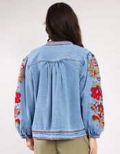 East Embroidered Denim Jacket, Blue (BLUE), large