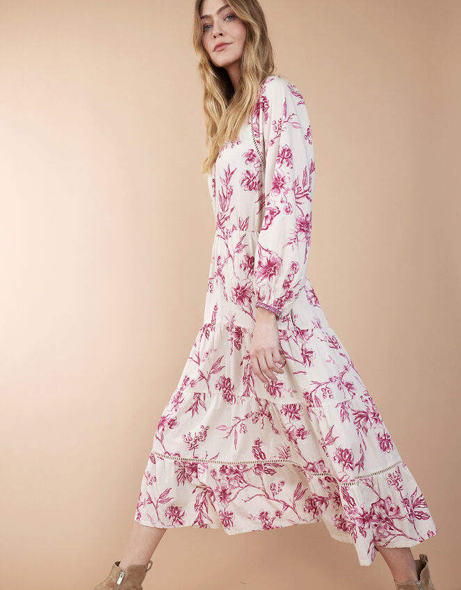 East Philomena Print Midi Dress, Pink (PINK), large