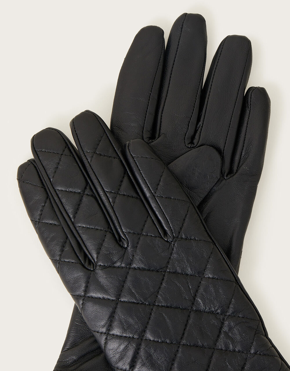 Quilted Leather Gloves Black Accessories Monsoon UK.