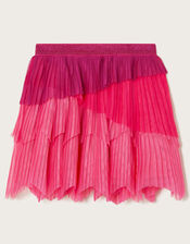 Tier Pleated Mesh Skirt, Pink (PINK), large