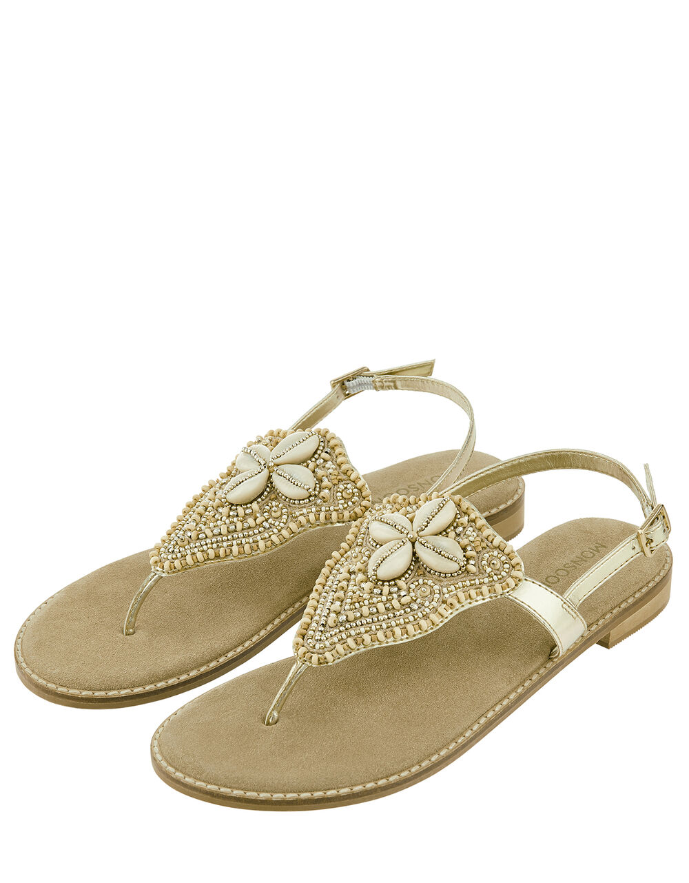 Sheila Shell Toe-Post Sandals Gold | Women's Shoes | Monsoon UK.