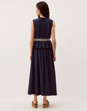 Cece V-Neck Stripe Bow Midi Dress, Blue (NAVY), large