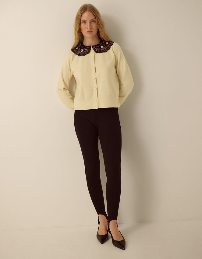 Monsoon x Queens of Archive Coco Sequin Collar Cardigan​, Ivory (IVORY), large