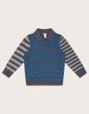 Contrast Stripe Collar Jumper, Blue (NAVY), large