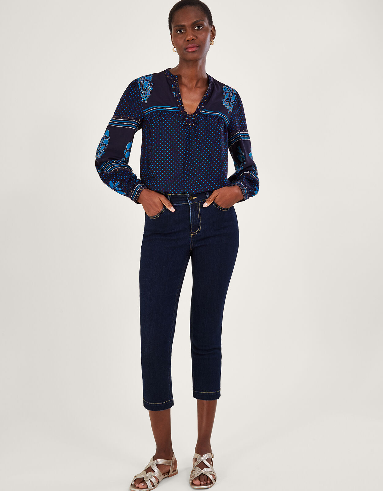 Idabella Crop Skinny Jeans with Recycled Polyester Blue Trousers