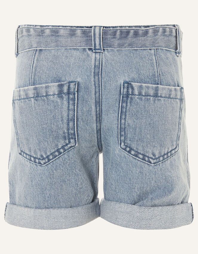 Belted Denim Shorts , Blue (BLUE), large