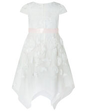 Leilani Floral Butterfly Hanky Hem Dress, Ivory (IVORY), large