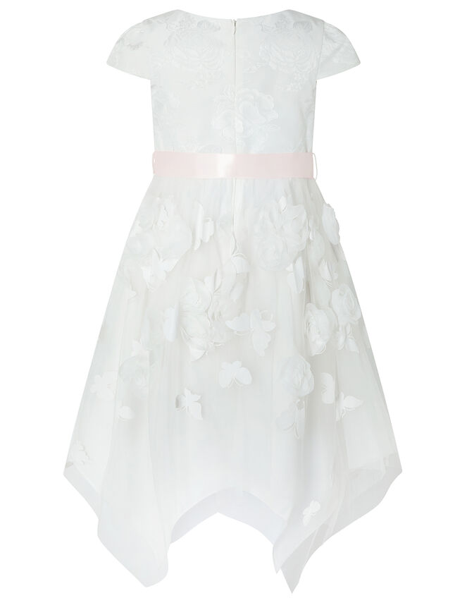 Leilani Floral Butterfly Hanky Hem Dress, Ivory (IVORY), large