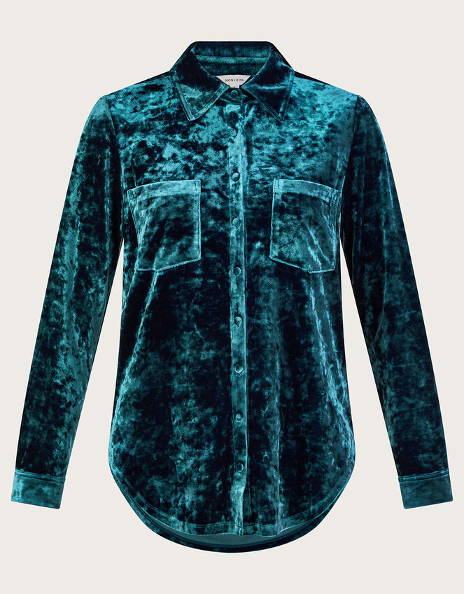 Cleo Velvet Shirt, Blue (BLUE), large