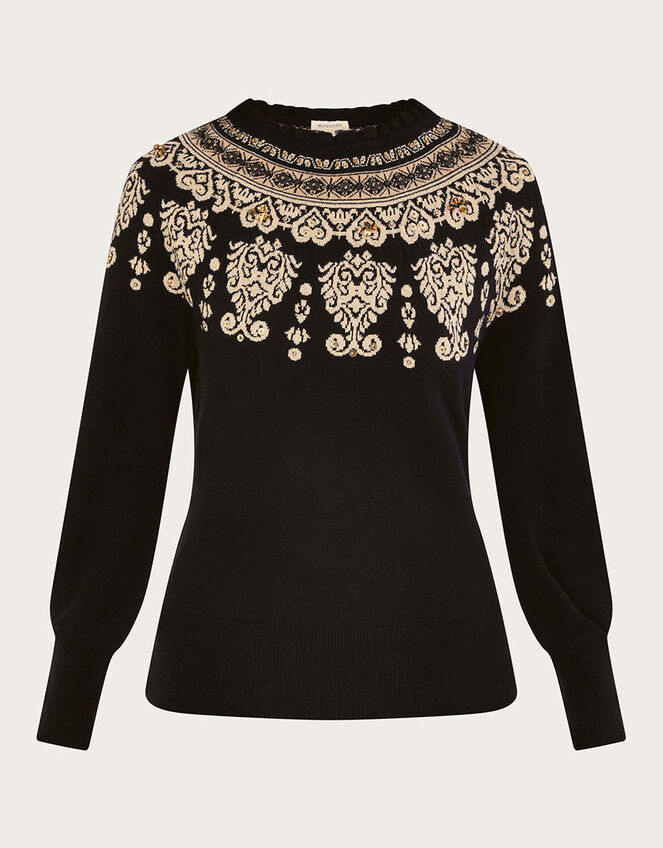 Fair Isle Jumper, Black (BLACK), large
