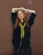 East Nyla Velvet Shirt, Green (OLIVE), large