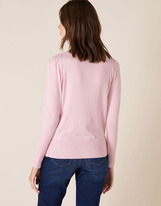 Puff Sleeve Knit Jumper, Pink (BLUSH), large