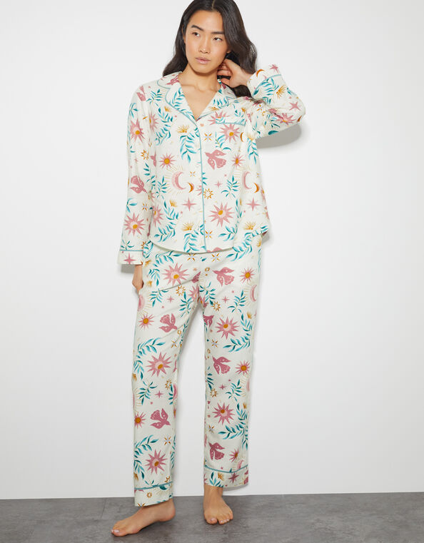Celeste Celestial Print Pyjama Set, Cream (CREAM), large