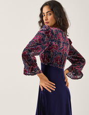 Milena Floral Devoré Velvet Midi Dress, Purple (PURPLE), large