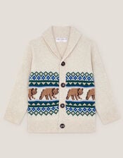 Bear Fair Isle Cardigan, Ivory (IVORY), large