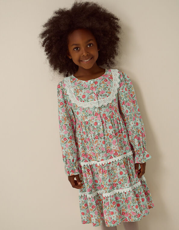 Solstice Print Tiered Dress, Green (GREEN), large