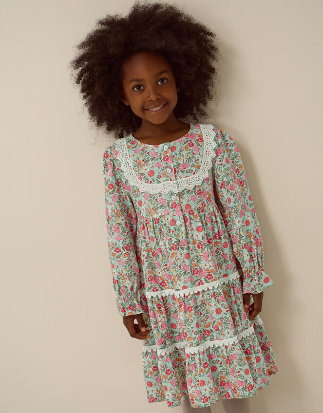 Solstice Print Tiered Dress, Green (GREEN), large