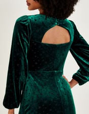 Lizzy Star Devore Midi Dress, Teal (TEAL), large