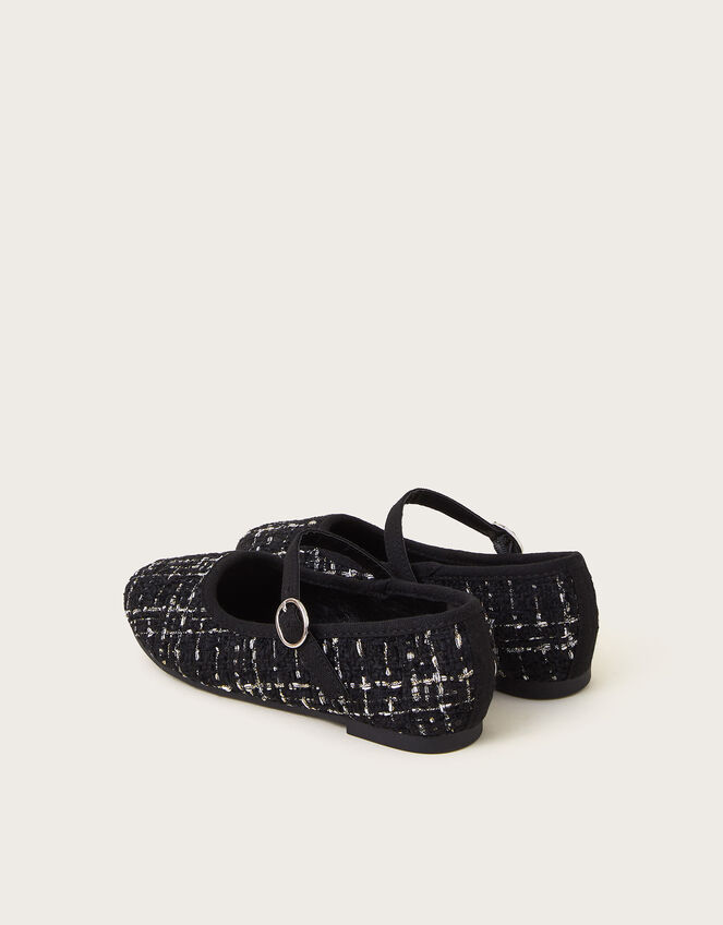 Twinkle Tweed Strap Ballet Flats, Black (BLACK), large