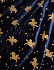 Unicorn Glitter Velvet Dress, Blue (NAVY), large