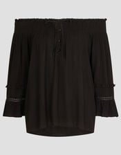 Ava Off-The-Shoulder Smock Top, Black (BLACK), large