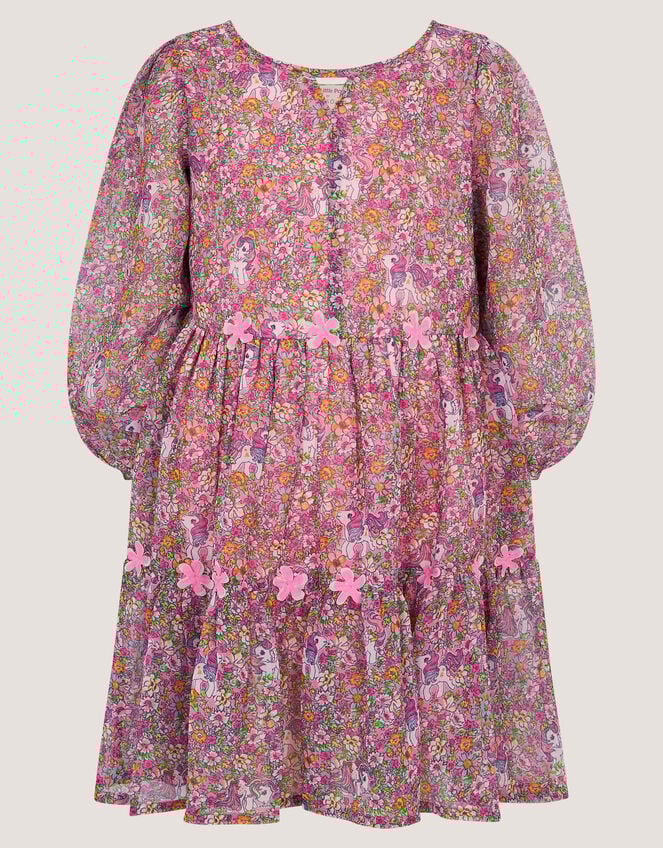 Monsoon x My Little Pony Ditsy Floral Print Dress, Multi (MULTI), large