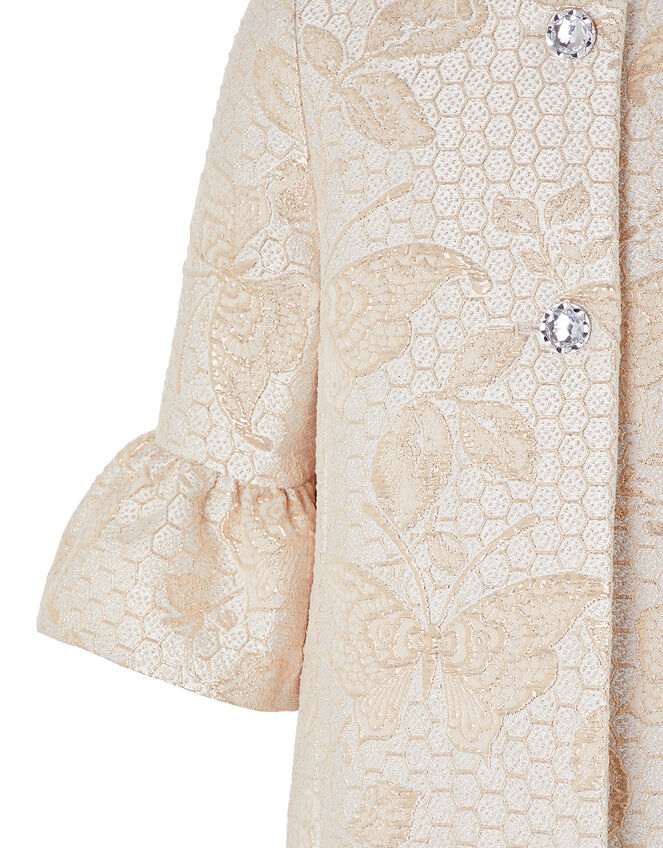 Honey Jacquard Crystal Button Jacket, Gold (GOLD), large