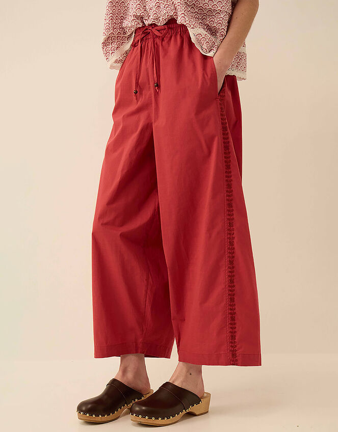 East Irina Cotton Embroidered Trousers Pink