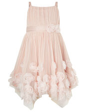Cascade Roses Hanky Hem Dress, Pink (DUSKY PINK), large