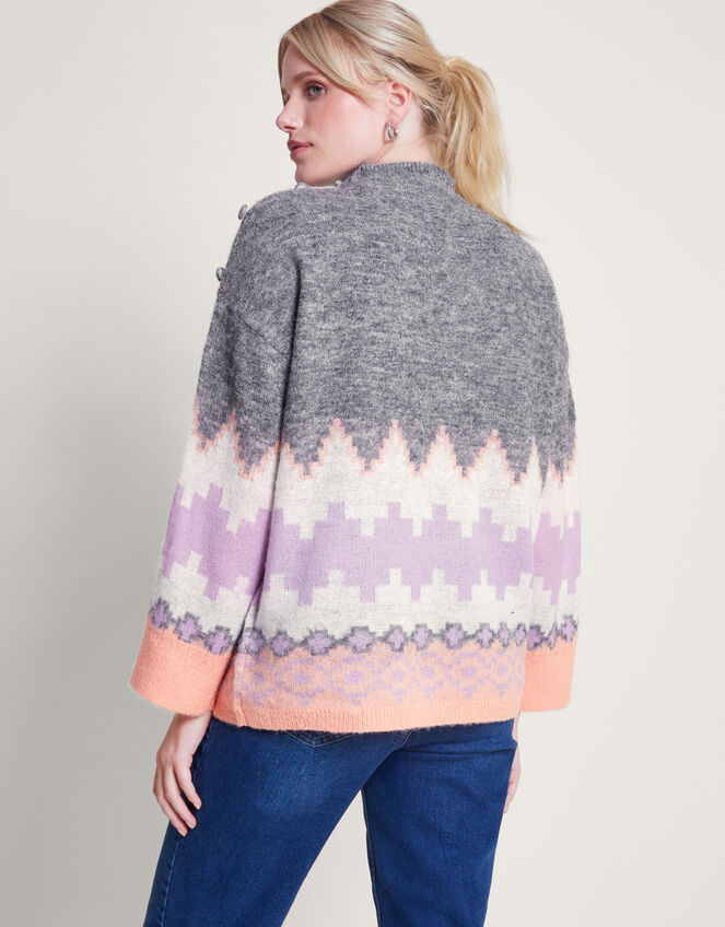 Ami Aztec-Inspired Jumper, Grey (GREY), large
