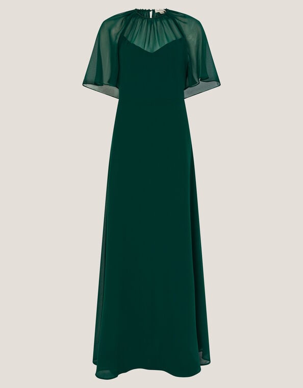 Mona Angel Sleeve Maxi Dress, Green (DARK GREEN), large