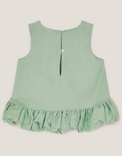 Sleeveless Ruffle Hem Top, Green (GREEN), large