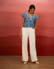 India & Mills Inca V-Neck Tropic Top, Blue (BLUE), large