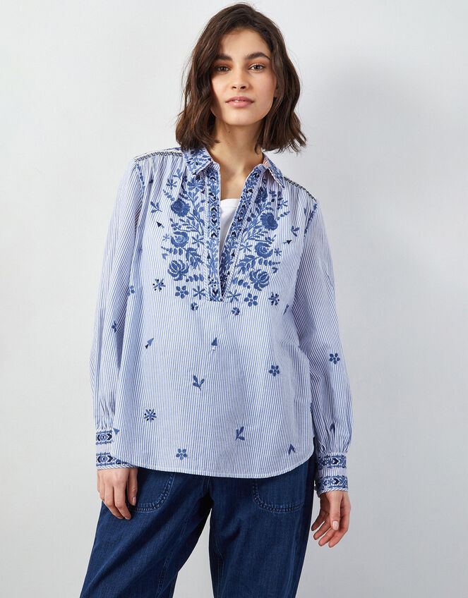 East Teleri Stripe Blouse, Blue (BLUE), large