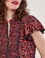 Embellished Printed Jersey Top, Red (RED), large