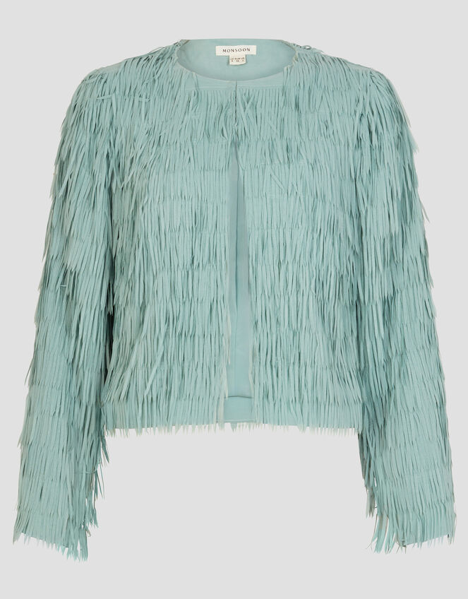 Cosima Fringe Jacket, Green (SAGE), large