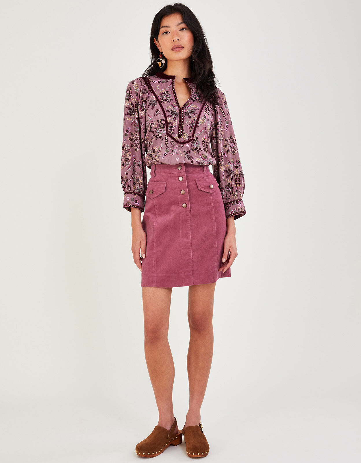 Cord Plain Short Skirt Pink Skirts Monsoon UK