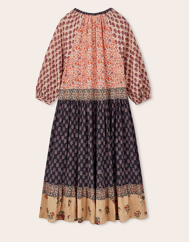 East Loran Patch Print Crinkle Cotton Dress, Multi (MULTI), large