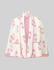 East Millie Floral Print Quilted Jacket, Pink (PINK), large